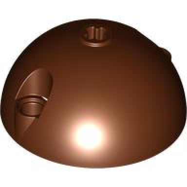 reddish brown cylinder hemisphere 5 x 5 axle hole in center and 2 pin holes