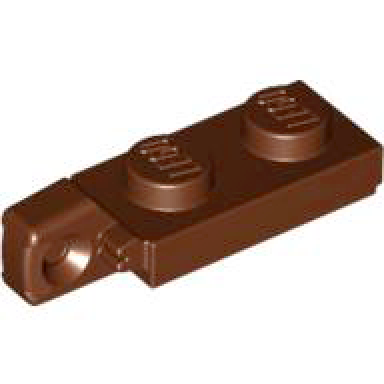 reddish brown hinge plate 1 x 2 locking with 1 finger on end undetermined type