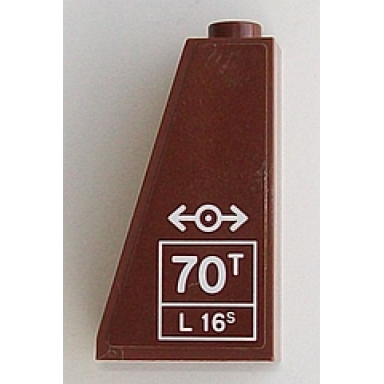 reddish brown slope 75 2 x 1 x 3 with white 70t l 16s and train logo pattern sticker - set 60098