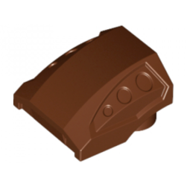 reddish brown slope curved 2 x 2 with debossed side ports