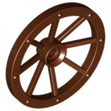 reddish brown wheel wagon large 33mm d hole notched for wheels holder pin
