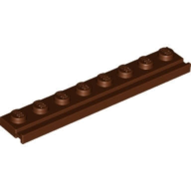 reddish brown plate modified 1 x 8 with door rail
