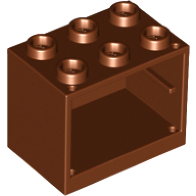 reddish brown container cupboard 2 x 3 x 2 - hollow studs