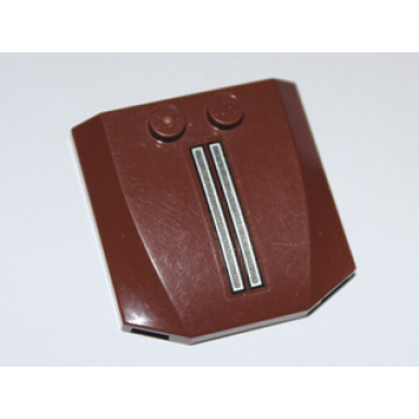 reddish brown wedge 4 x 4 x 2 3 triple curved with two silver and pearl dark gray stripes with black border pattern sticker - set 7753