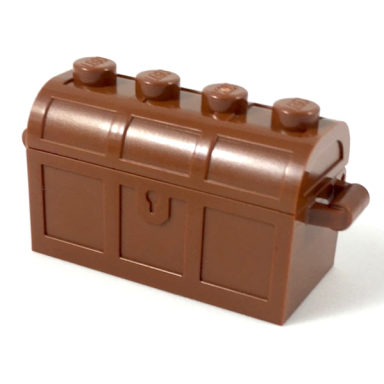 reddish brown container treasure chest with slots in back and same color thick hinge curved lid 4738a 4739a