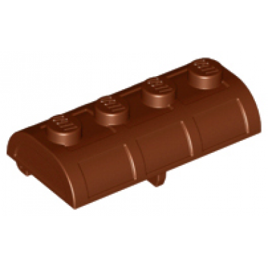 reddish brown container treasure chest lid curved with thick hinge