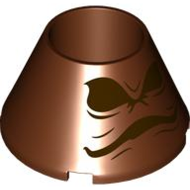 reddish brown cone 4 x 4 x 2 hollow no studs with dark brown eyes and mouth pattern hp sorting hat face