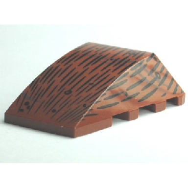 reddish brown wedge 4 x 4 triple curved no studs with black lines pattern spider abdomen