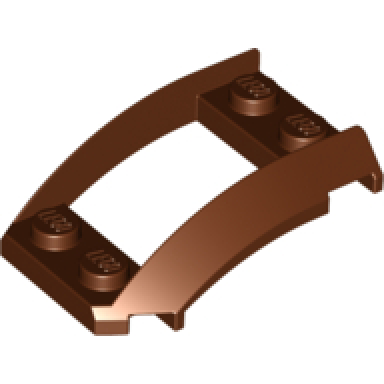 reddish brown wedge 4 x 3 open with cutout and 4 studs