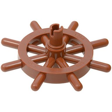 reddish brown boat ships wheel with slotted pin
