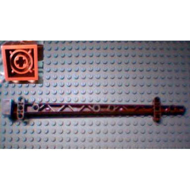 reddish brown boat mast 2 x 2 x 20 with holes and axle hole x shape orientation