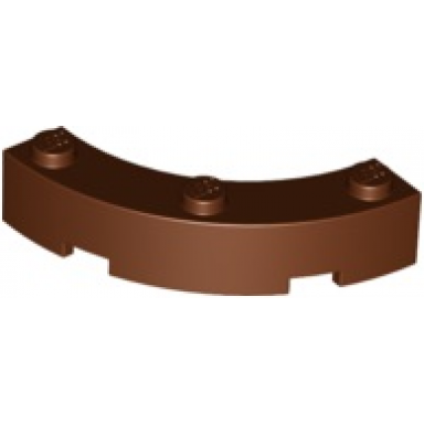 reddish brown brick round corner 4 x 4 macaroni with 3 studs