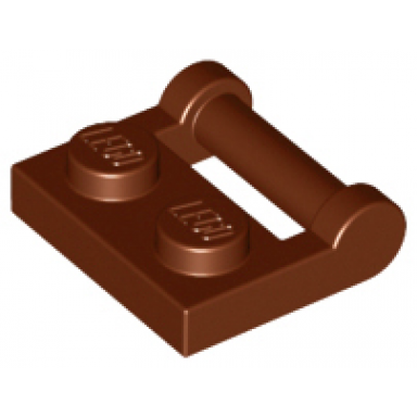 reddish brown plate modified 1 x 2 with bar handle on side - closed ends
