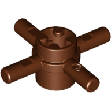 reddish brown technic axle connector hub with 4 bars and pin hole