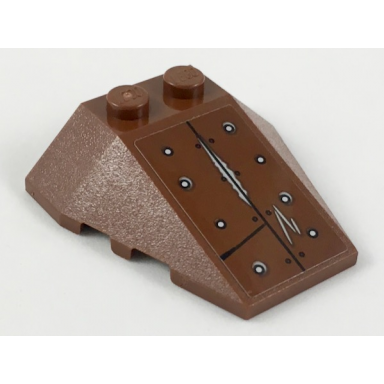 reddish brown wedge 4 x 4 triple with stud notches with silver rivets scratches and exposed metal pattern sticker - set 70827