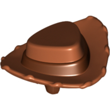 reddish brown minifigure hair combo hair with hat short hair with molded dark orange cowboy triangular brim hat with reddish brown band pattern