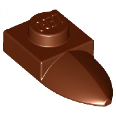 reddish brown plate modified 1 x 1 with tooth horizontal
