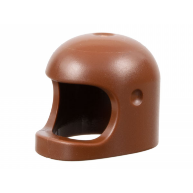reddish brown minifigure headgear helmet space town with thick chin strap - with visor dimples reissue with top dimple