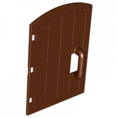 reddish brown duplo door window pane 1 x 4 x 4 with rounded top and handle - castle
