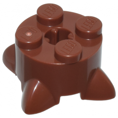 reddish brown brick round 2 x 2 with 4 roots feet and axle hole