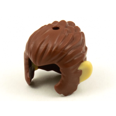 reddish brown minifigure hair and sideburns swept back with molded tan ears pattern