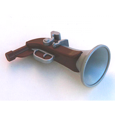 reddish brown duplo utensil flintlock pistol with pearl light gray barrel and trigger