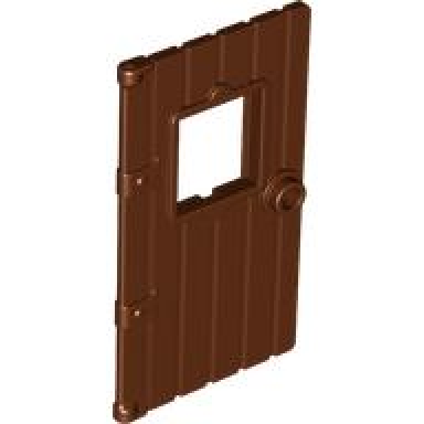 reddish brown door 1 x 4 x 6 with window and stud handle