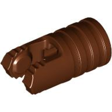 reddish brown hinge cylinder 1 x 2 locking with 2 fingers and axle hole on ends without slots