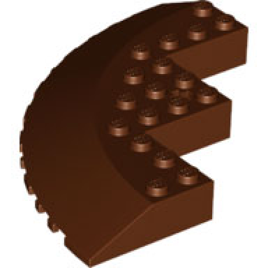 reddish brown brick round corner 10 x 10 with slope 33 edge axle hole facet cutout