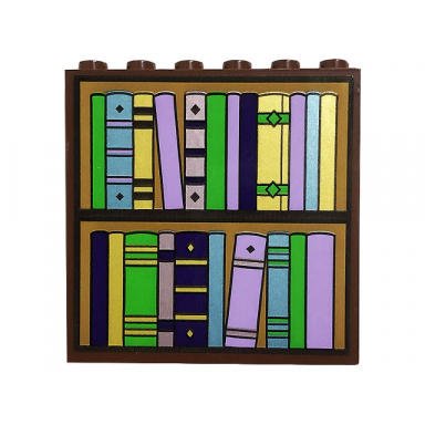 reddish brown panel 1 x 6 x 5 with books on bookcase pattern sticker - set 43196