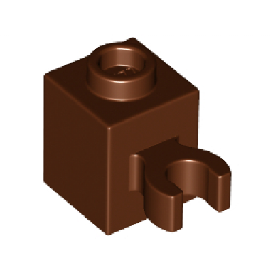 reddish brown brick modified 1 x 1 with open o clip vertical grip - hollow stud