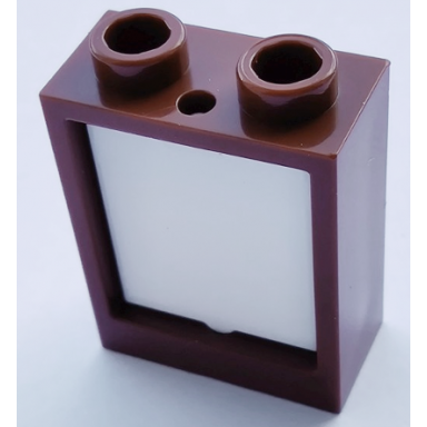 reddish brown window 1 x 2 x 2 flat front with white glass 60592 60601
