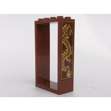 reddish brown door frame 2 x 4 x 6 with gold dragon pattern model left side sticker - set 70617
