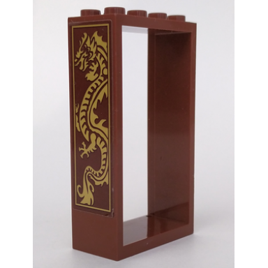reddish brown door frame 2 x 4 x 6 with gold dragon pattern model right side sticker - set 70617