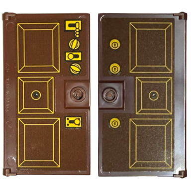 reddish brown door 1 x 4 x 6 with stud handle with bright light orange squares locks and key holes pattern on both sides stickers - set 43217