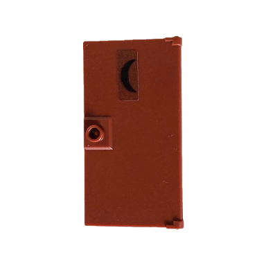 reddish brown door 1 x 4 x 6 with stud handle with black crescent moon pattern sticker - set 10325