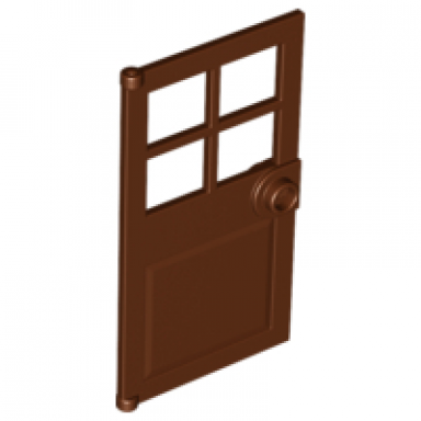 reddish brown door 1 x 4 x 6 with 4 panes and stud handle