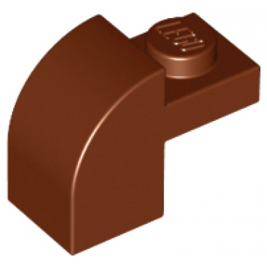 reddish brown slope curved 2 x 1 x 1 1 3 with recessed stud