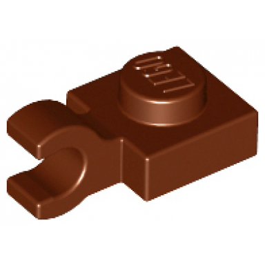 reddish brown plate modified 1 x 1 with open o clip horizontal grip