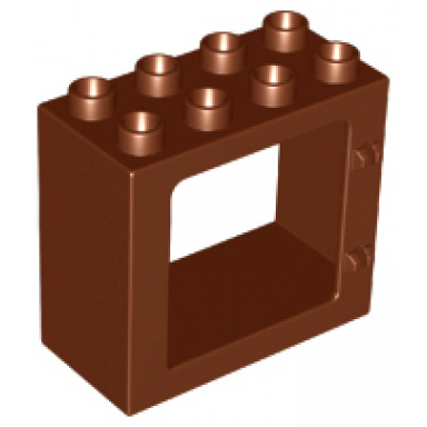 reddish brown duplo door window frame 2 x 4 x 3 flat front surface completely open back