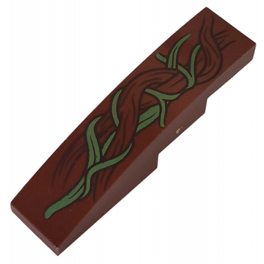 reddish brown slope curved 4 x 1 with gold entwined vines pattern