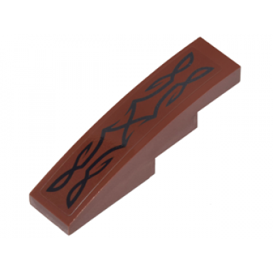 reddish brown slope curved 4 x 1 with black elves design pattern sticker - set 41183