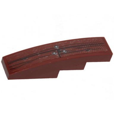 reddish brown slope curved 4 x 1 with wood grain and 3 silver nails pattern sticker - set 70419