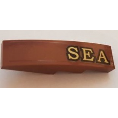 reddish brown slope curved 4 x 1 with sea pattern sticker - set 70810