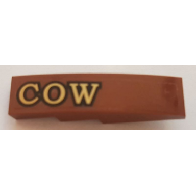 reddish brown slope curved 4 x 1 with cow pattern sticker - set 70810