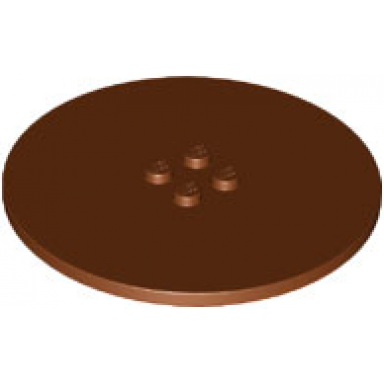 reddish brown tile round 8 x 8 with 4 studs in center