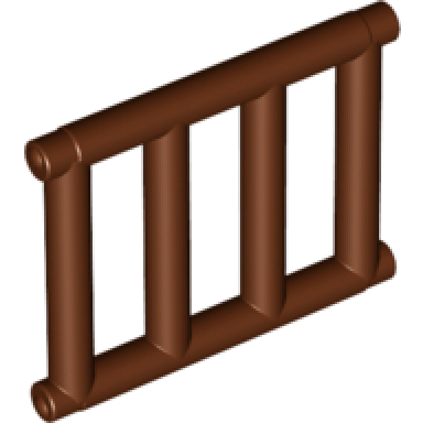 reddish brown bar 1 x 4 x 3 grille with end protrusions