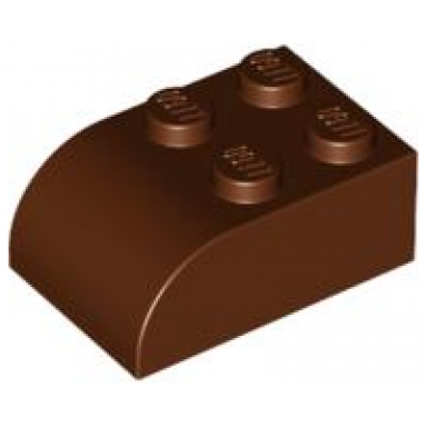 reddish brown slope curved 3 x 2 with 4 studs