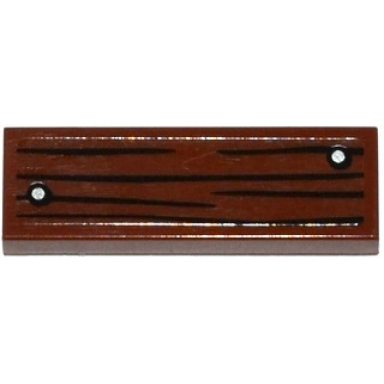 reddish brown tile 1 x 3 with wood grain and 2 silver nails pattern sticker - set 60095