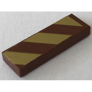 reddish brown tile 1 x 3 with gold danger stripes pattern model right side sticker - set 41068